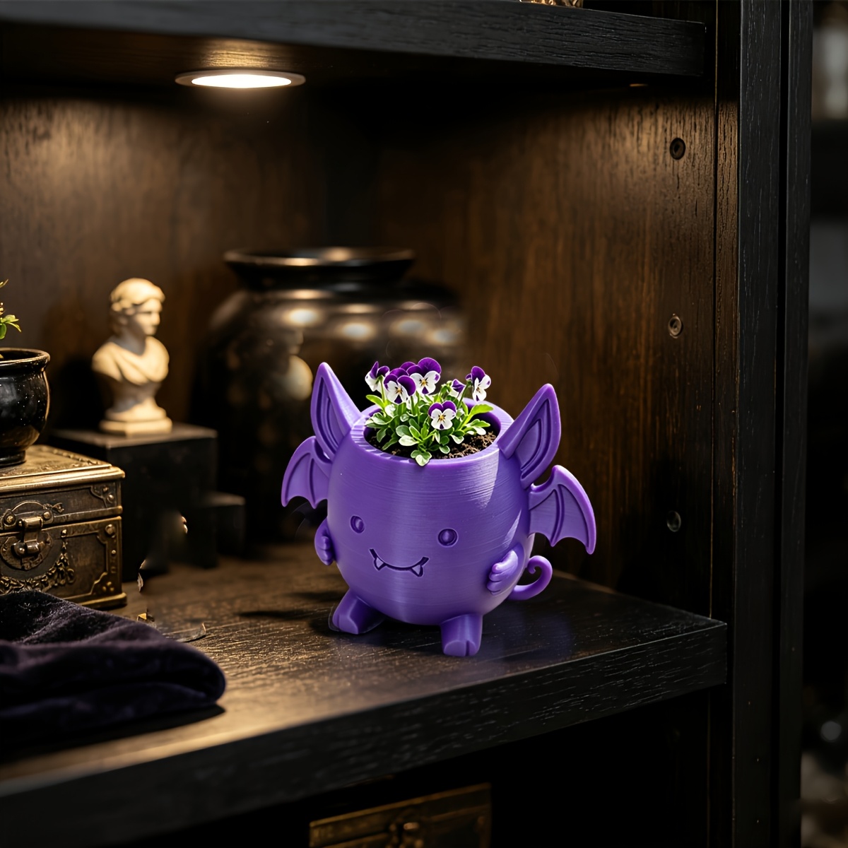 TEMU Bat Flower Pot: A Mini Planter For Succulents And , A Cute Halloween Bowl, Pen Holder, Or Container For Your Small Items. A Gift Full Of Charm
