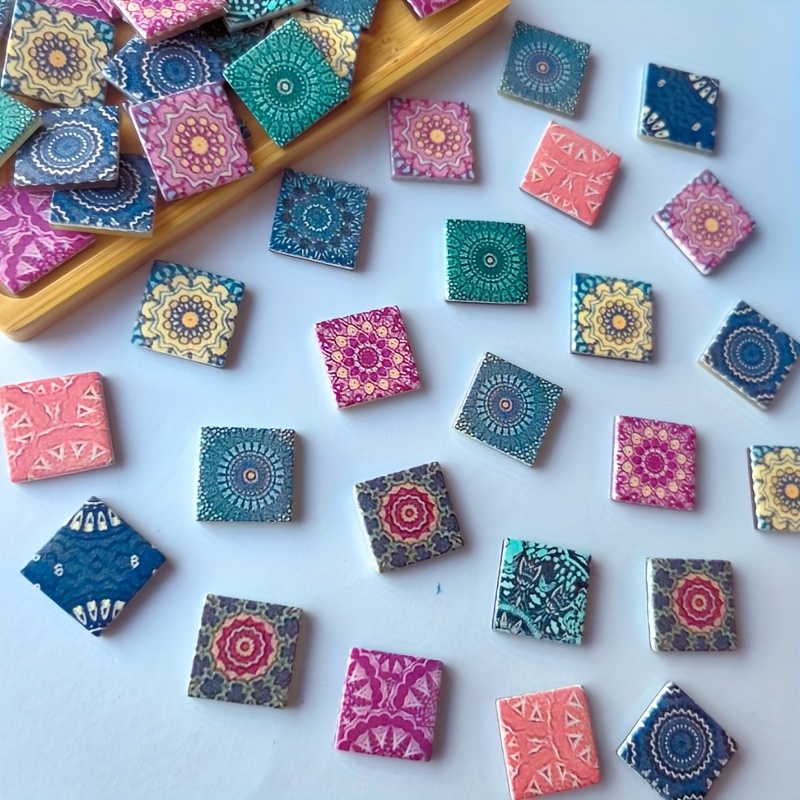 TEMU 150g por Paquete de Azulejos de Mosaico de Vidrio Fusionado DIY, Piezas de Mosaico 3D Hermosas en Varios Colores y Diseños, para Decoración del