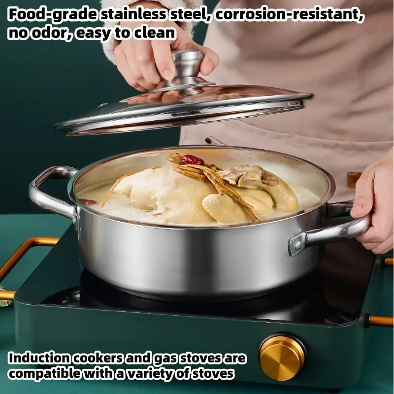 Набор посуды из нержавеющей стали 6 шт. 6pcs stainless steel cookware set легко очищается 3 кастрюли крышки для супа молока необходимые вещи идеальный подарок комплект детали 6
