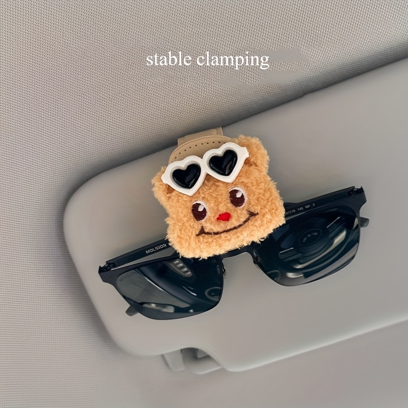 TEMU Clip de Lunettes Mode Voiture Dessin Animé, Porte-Lunettes Intérieur de Voiture , Organisateur pour Lunettes avec Pare-Soleil