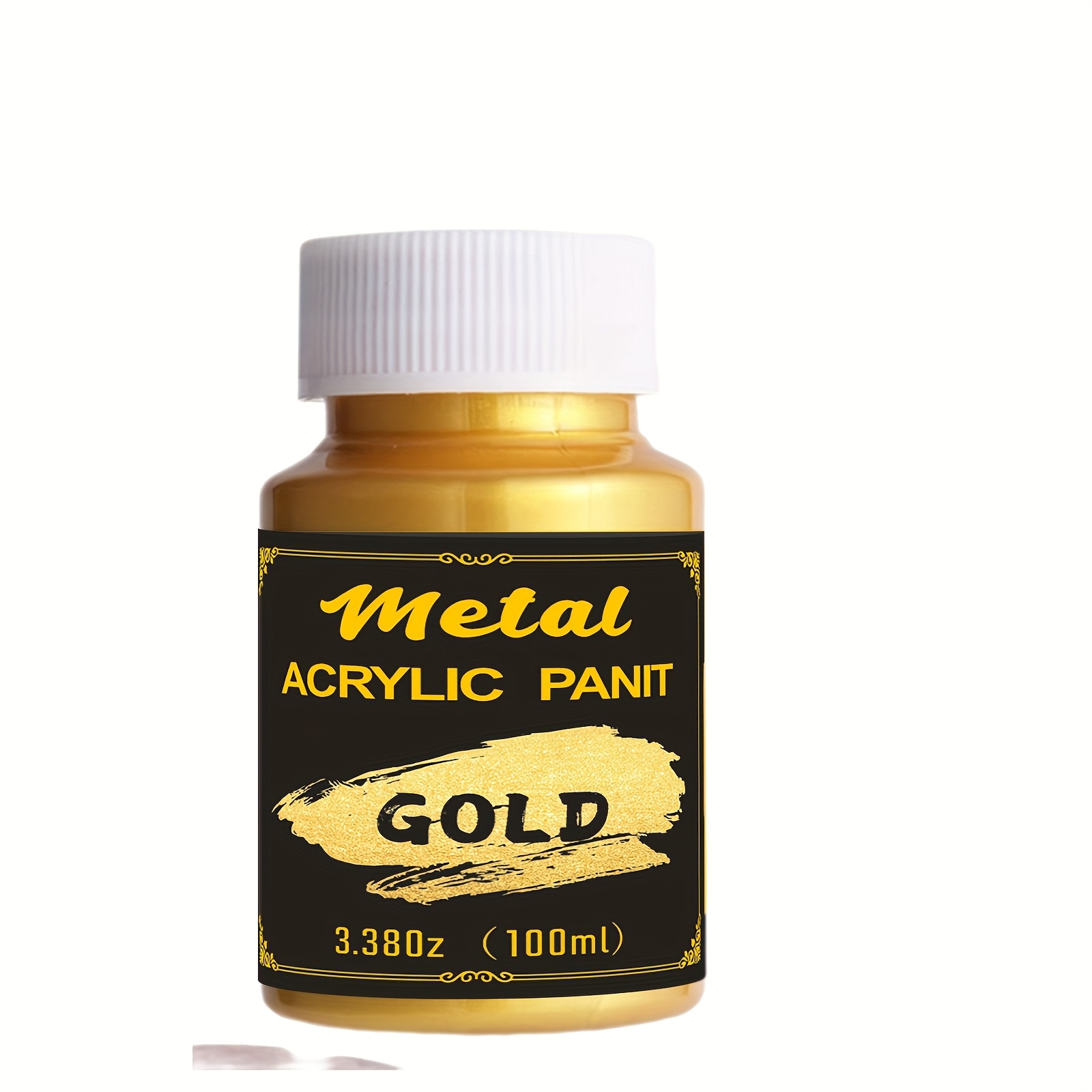 Metallic Golden Acrylic Paint, 100ml Pearlescent Effect , Non-toxic And Non-fading Paint, Suitable For Art Painting, Handicrafts, Canvas, Wood, Fabric, Ceramic, Rock, Craft Christmas Supplies
