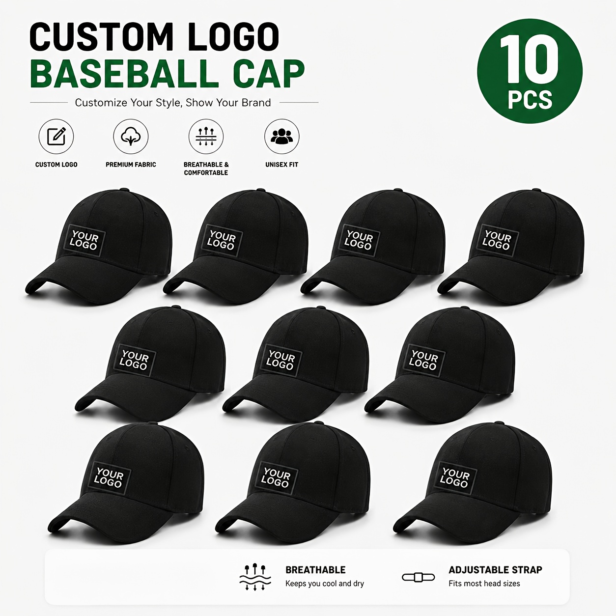 10pcs Custom Pattern Halloween Baseball Caps, Adjustable for Adults