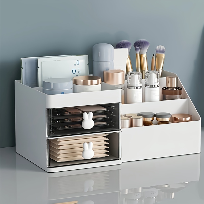 

1pc Plastic Desktop Organizer With Drawers: Cosmetics, Skincare, Makeup Brushes, Nail Polish, And Fragrances - Suitable For Bathroom, Dresser, Bedroom, And Home Decor - And No Electricity Required