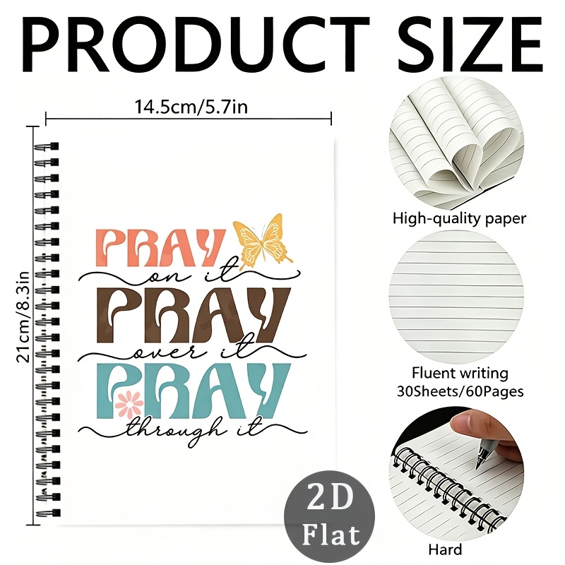 TEMU Bible Verse Spiral Notebook With , Total 60 Pages, Coil-bound, Gift For Church Staff, Office Supplies With Bible Verses, Suitable For School And