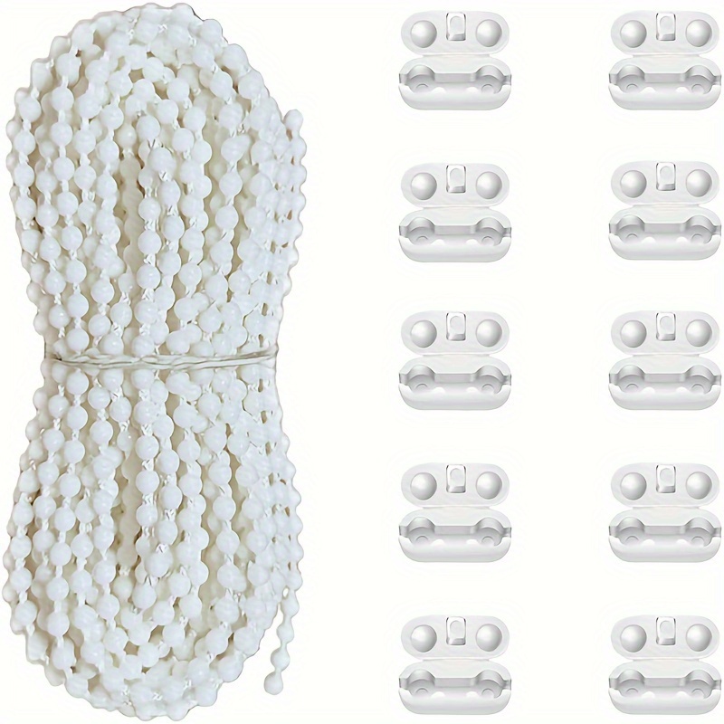 Image of White Beaded Rope White Beads Buttons 10pcs