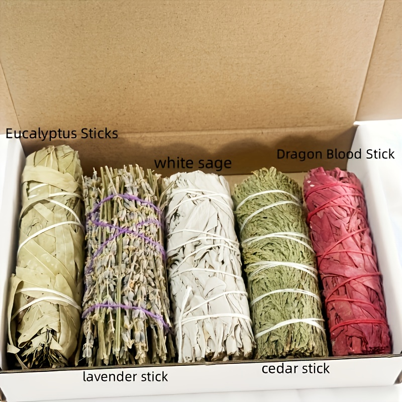 TEMU 5 Different Cleaning Sets, Including , , Sage, Eucalyptus Leaves And Lavender Incense Sticks, Gift Sets, Home Decoration, Party Decoration For Cleaning The House And Meditation, Different Needs