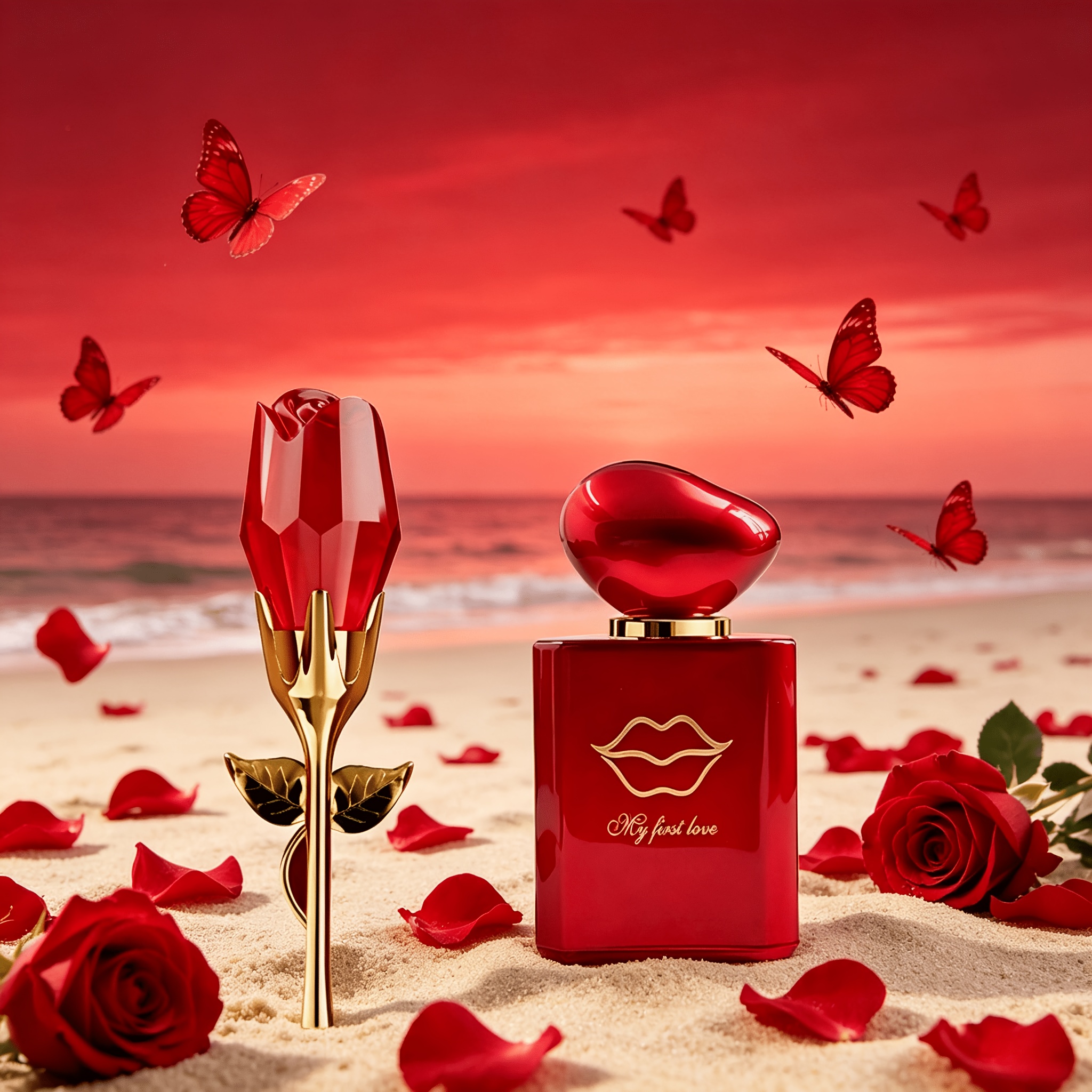 Image of [2pcs Rose + Red Lip Perfume Female Charm Set] Hair & Body Dual Use Rose 50ml ( Musk) + Red Lip 50ml ( ) | Rose Lip Double Beauty, Charm (romantic Gift For Girlfriend | Date/daily/ Gift)