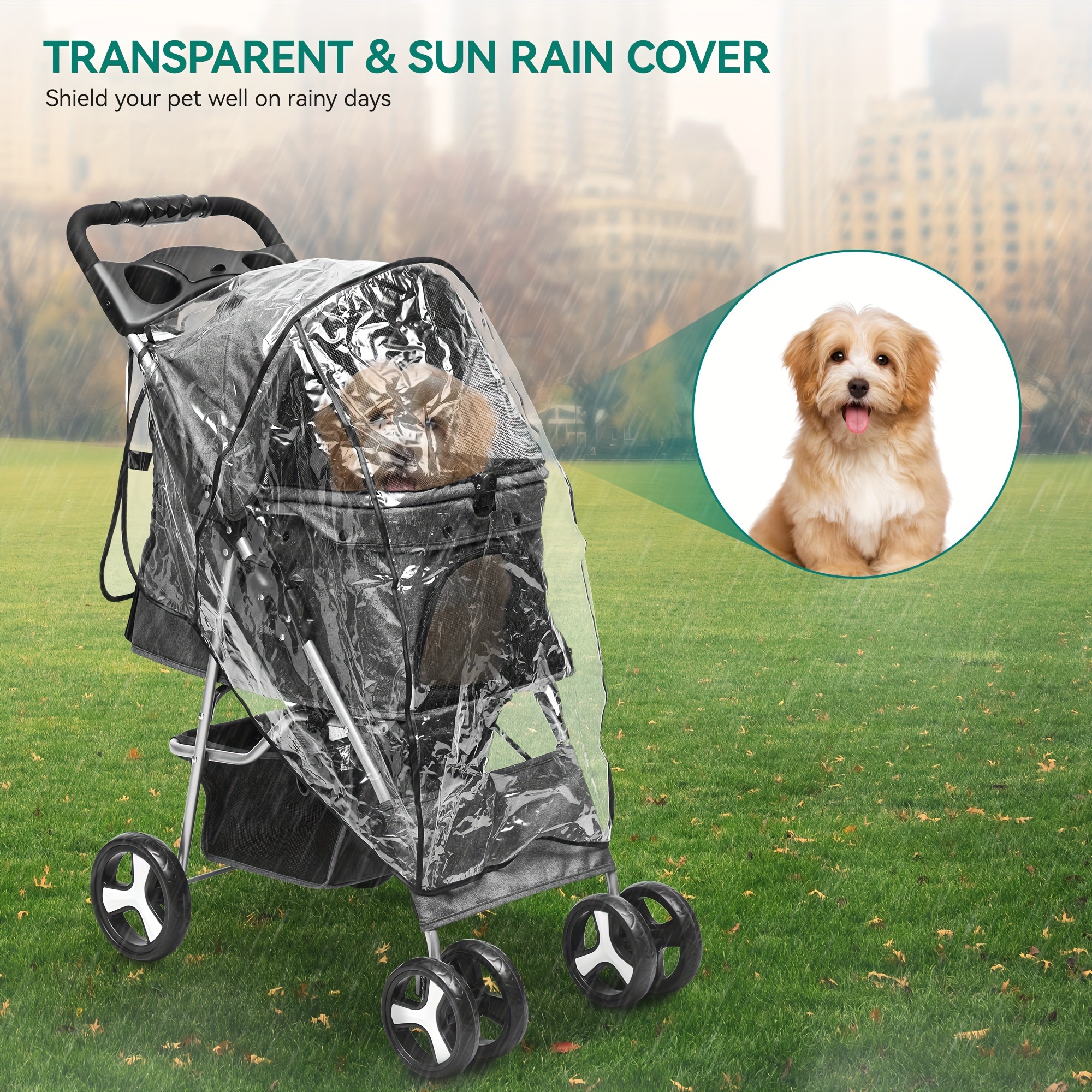 

Balconera Pet Stroller, Foldable Cat Dog Stroller, Dog Pushchair, Dog Pram With Storage Basket Cup Holder Cushion Transparent Pushchair Rain Cover, Dog Pram For Small Dogs Medium Dogs, Dog Buggy