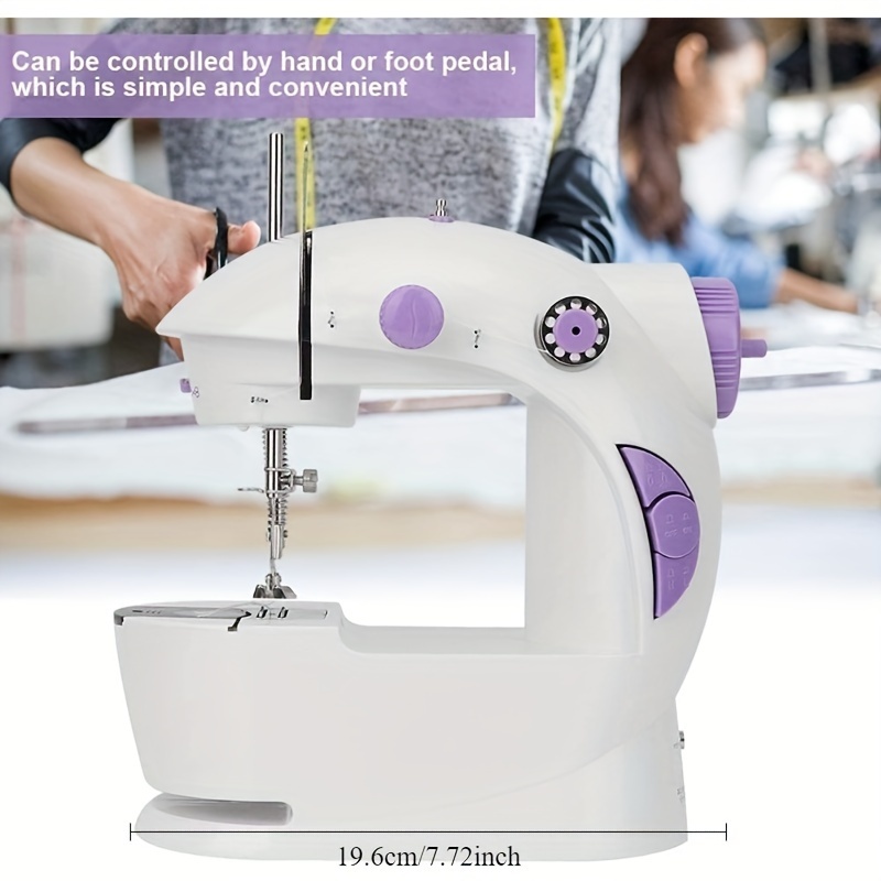portable mini sewing machine for beginners 2 speed electric craft mending machine with 2 thread cones travel friendly automatic sewing device white us plug   for     crafting tool compact sewing machine   sewing machine   details 2