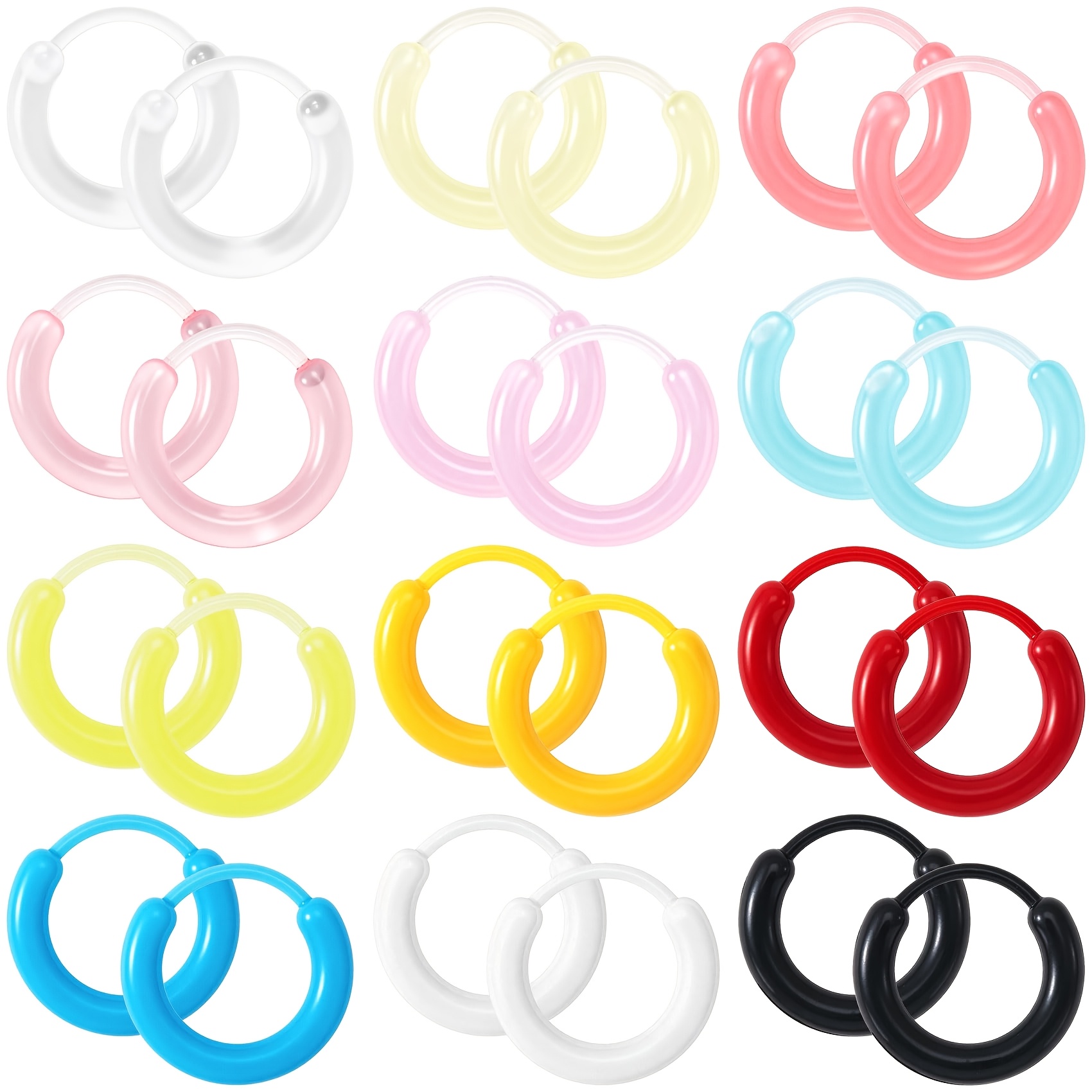 TEMU 24pcs Set Of Colorful Resin Hoop Earrings, Mini Stud Earrings For Women, Daily Wear, Vacation, Party Jewelry, Birthday And Holiday Gift For