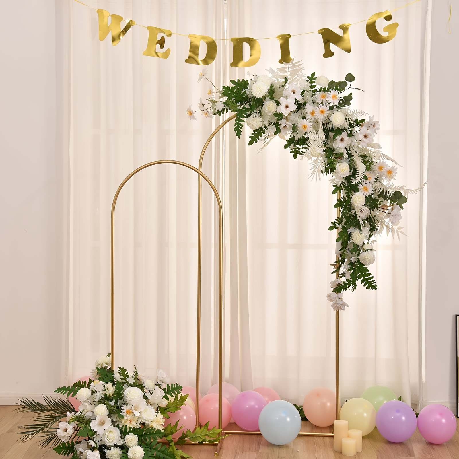 Vincidern 6.6 FT Wedding Arch Backdrop Stand For Parties, Balloon Arch Stand, Wedding Arches For Ceremony, Metal Arch Backdrop Stand For Bridal Baby Showers, Birthday Party Decoration Door Frame Gold
