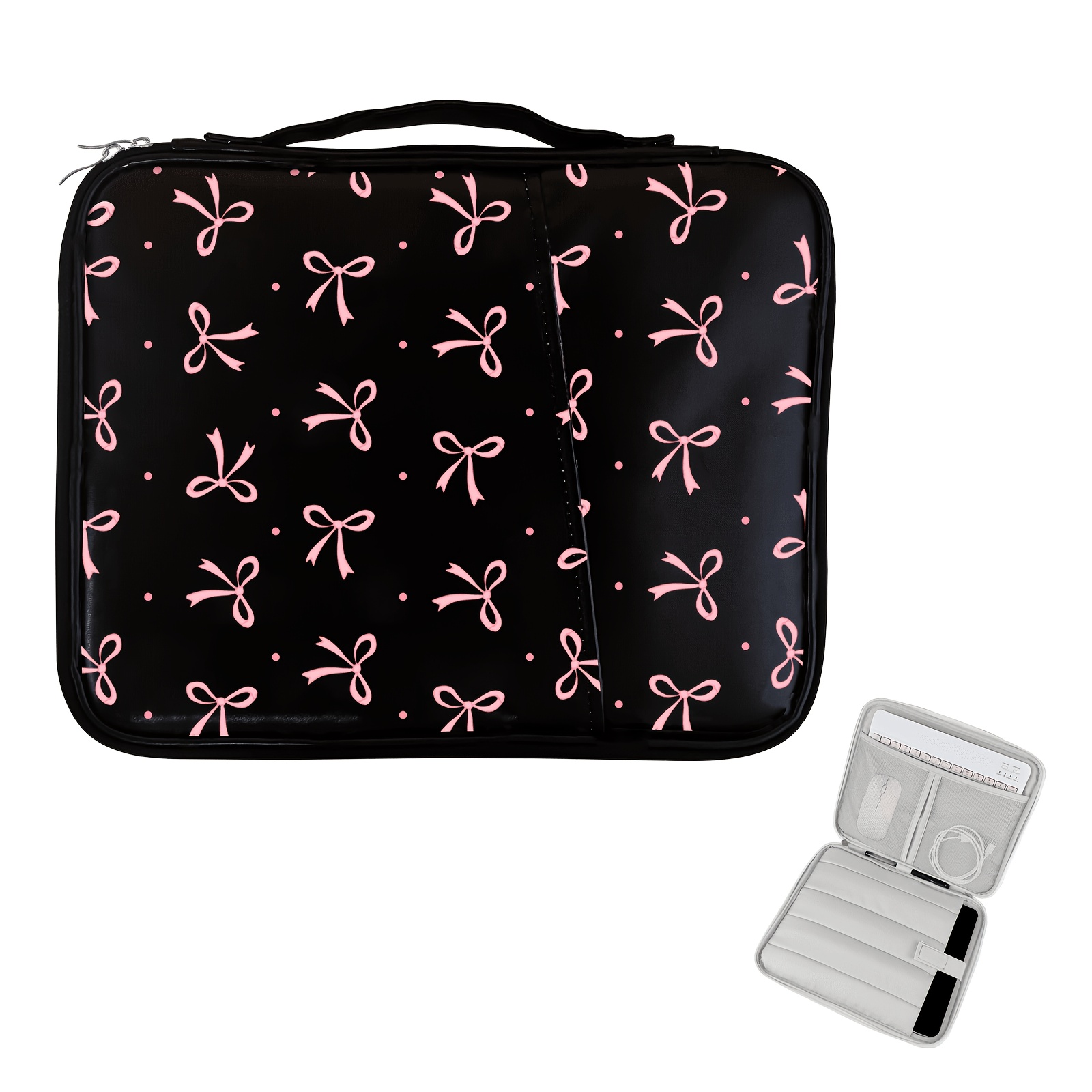 TEMU Bow Pattern Tablet Sleeve Case / For Ipad Carrying Case Compatible With For Ipad, , Compatible With For Tablets, With Handle And Front Pocket,