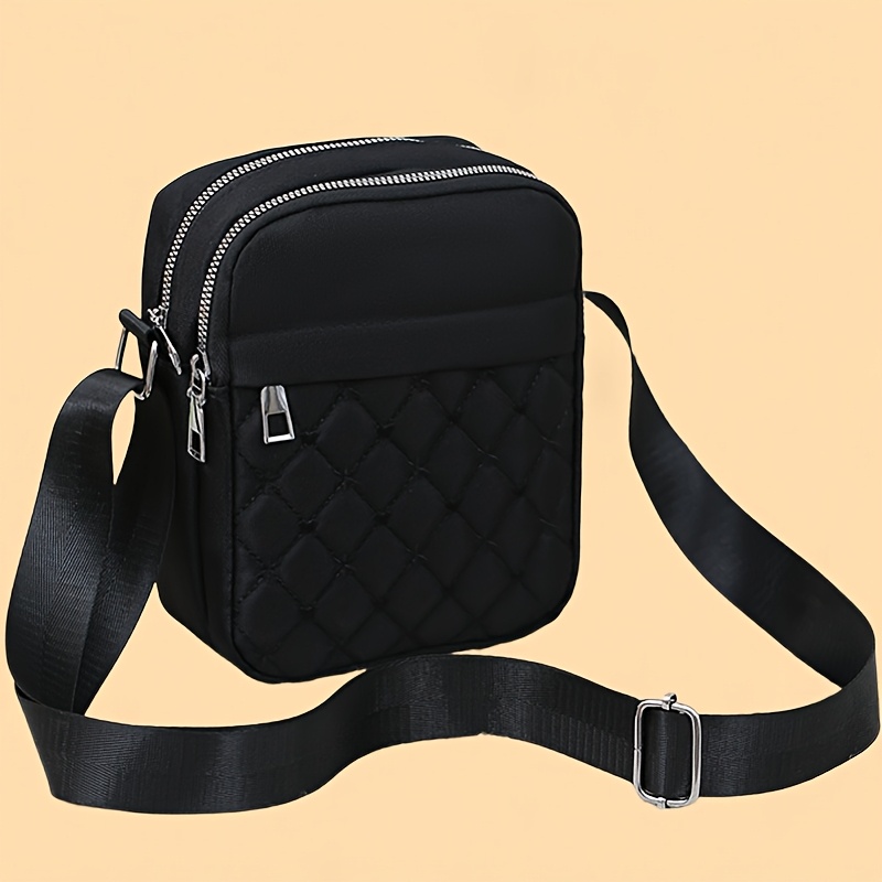 

Chic Black Nylon Crossbody Bag For Women - Lightweight, With Zip Closure & Polyester