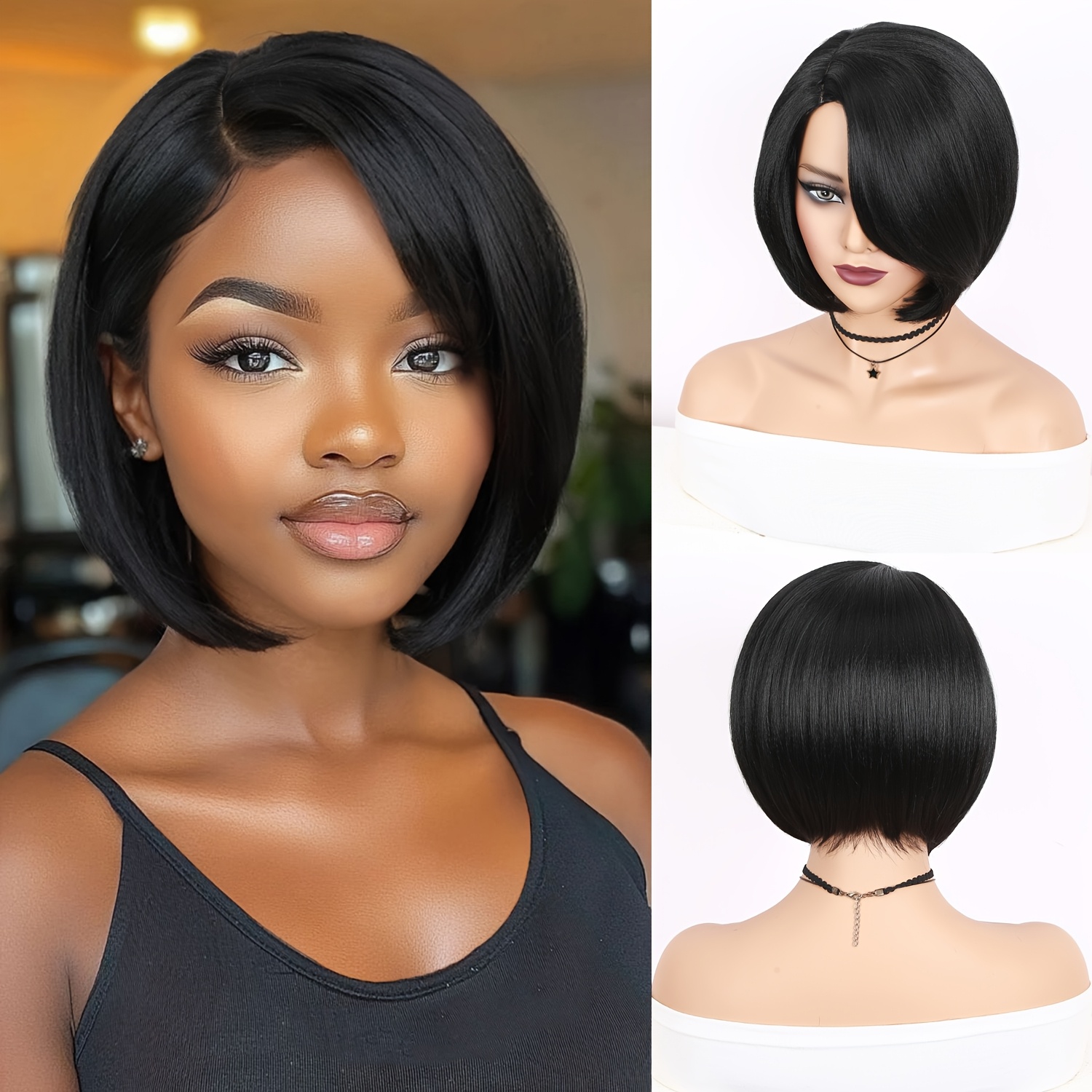 Perruque Courte Femme Grise Lisse JEANETTE 51 - Neuf Avec étiquettes