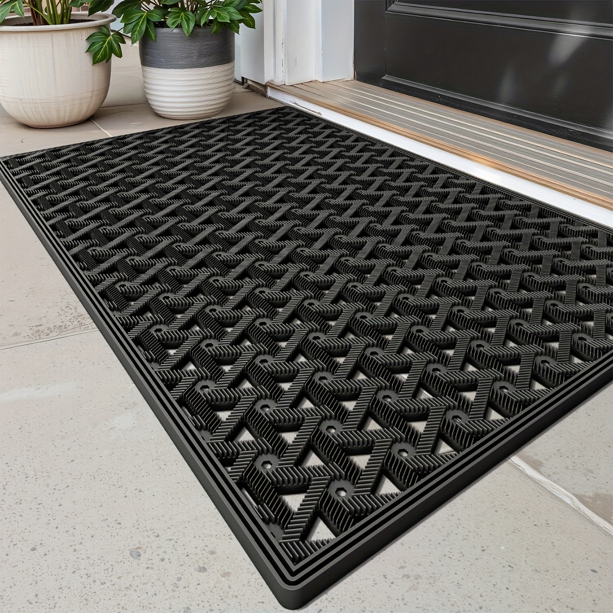 1pc door mat outdoor door mat front door mat outside entrance welcome doormat drainage heavy duty entry mats with non slip backing low profile washable for patio entryway