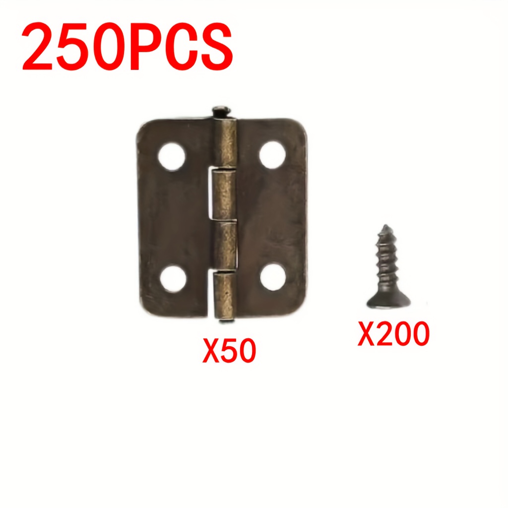 Image of 250pcs Of 18*16mm Mini Hinges, Vintage Decorative Hinges With Screws, Suitable For Wooden Boxes, Jewelry Boxes, Cabinets, And Additions