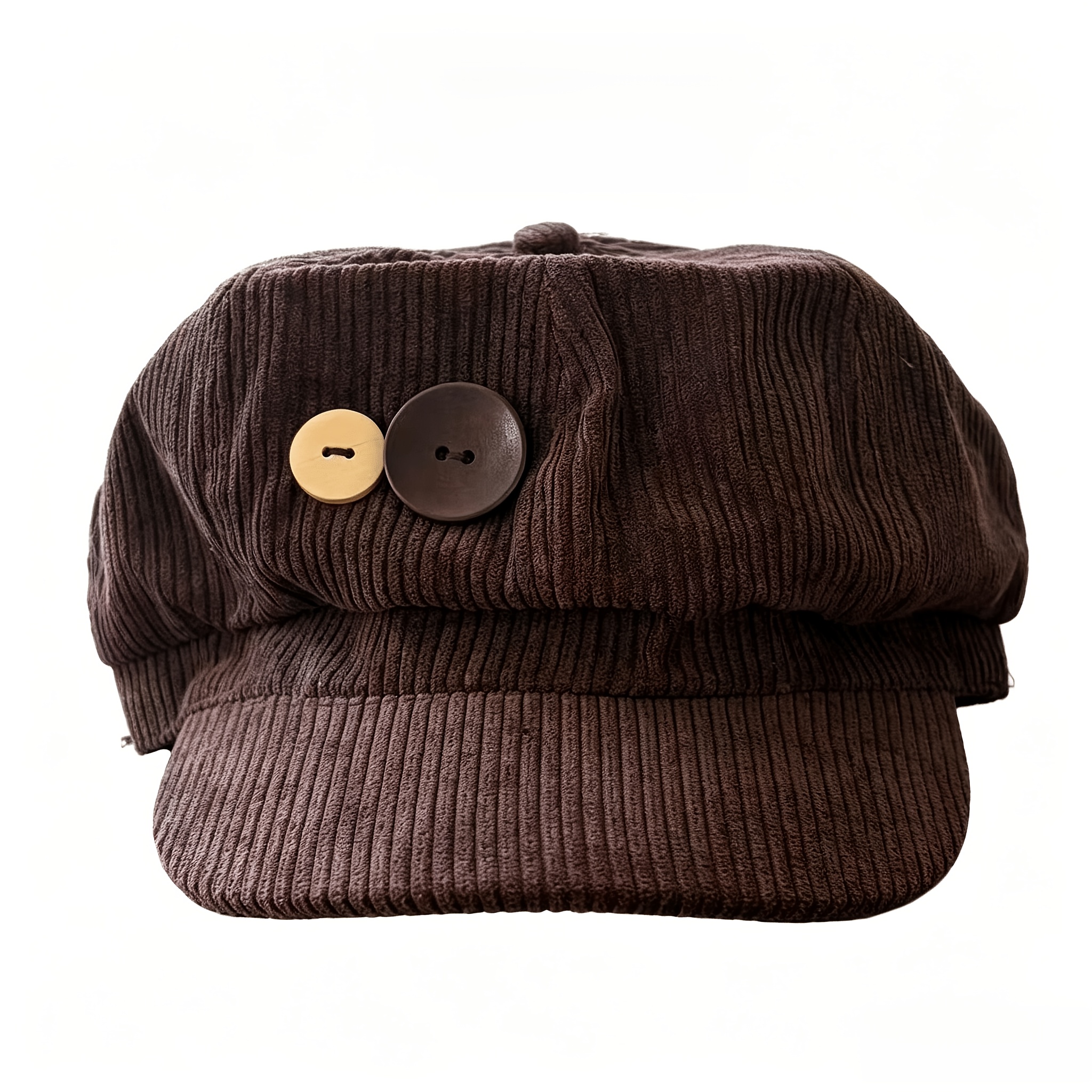 TEMU Octogonal Unisexe en Velours Côtelé avec Visière - Casquette de Peintre Vintage & Chapeau de Rétro, Réglable Non Extensible pour Hommes et