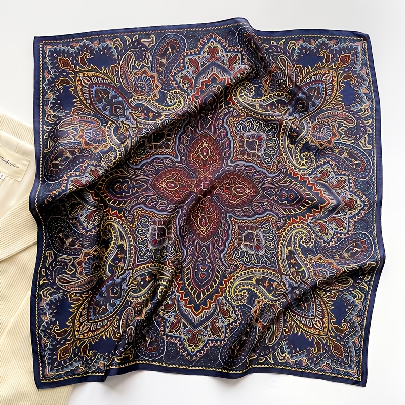 E-shop Klassischer Retro-Blumenbaum-Muster Quadratischer Schal, 2 Stile Verfügbar, Textur, Multifunktionaler Gebrauch, Damen Kopftuch, Damen Schal,