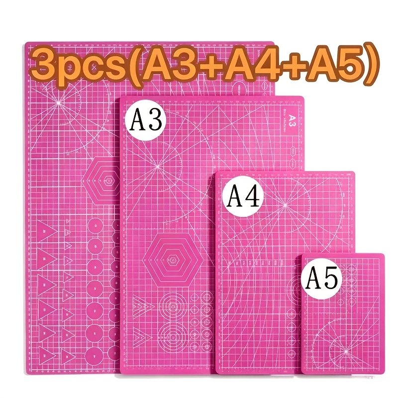 TEMU 3pcs Set Includes A3\a4\a5 Cutting Tools, Non-slip Grid Ruler. Suitable For Handmade Craft Materials, Double-sided Use, Durable For , Craft