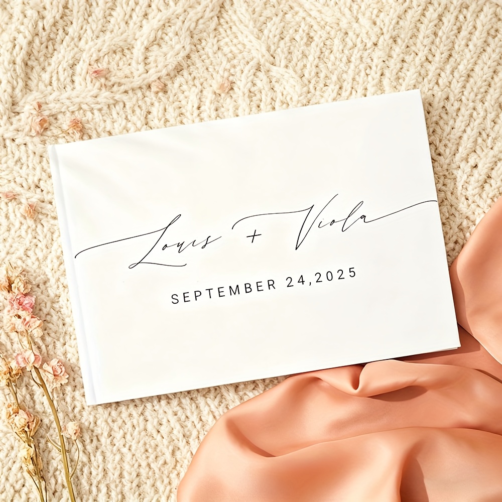 TEMU Libro de visitas de boda personalizado para Halloween y Navidad - Recuerdo elegante personalizado con y , papel de calidad para , aniversarios y
