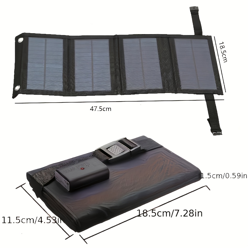 TEMU Foldable Solar Panel 20w Portable Solar Panels Charger Usb 5v Panel Mobile Power Supply