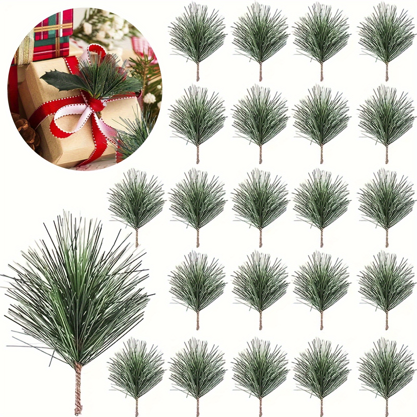 

50 Artificial Needles And Stems, Suitable For Christmas Bouquets, Flower Garlands, And Holiday Decorations