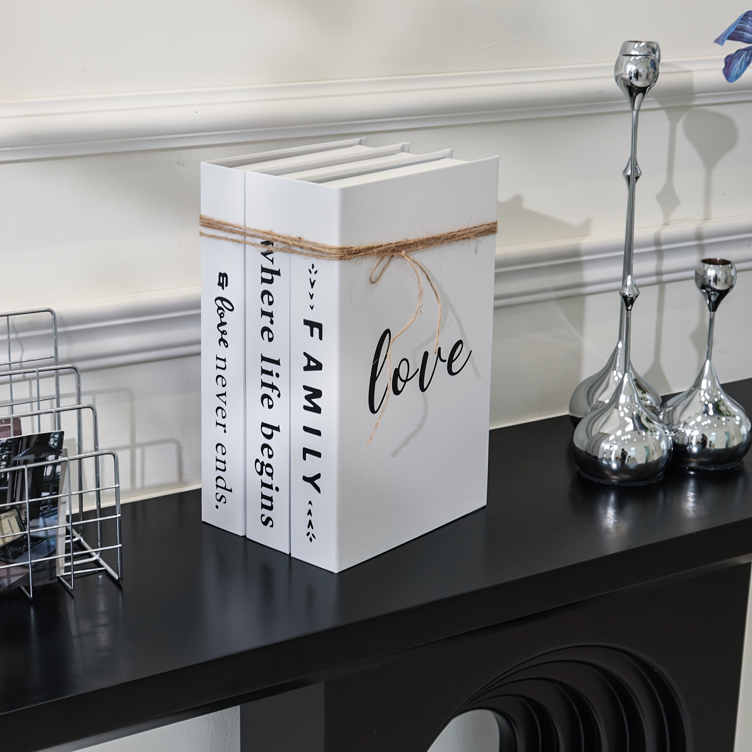 TEMU 3pcs Set, Home Decoration Books With Rope, Decoration Books, Folding, Easy To Assemble,country Farmhouse Stackable Display Books Living Room
