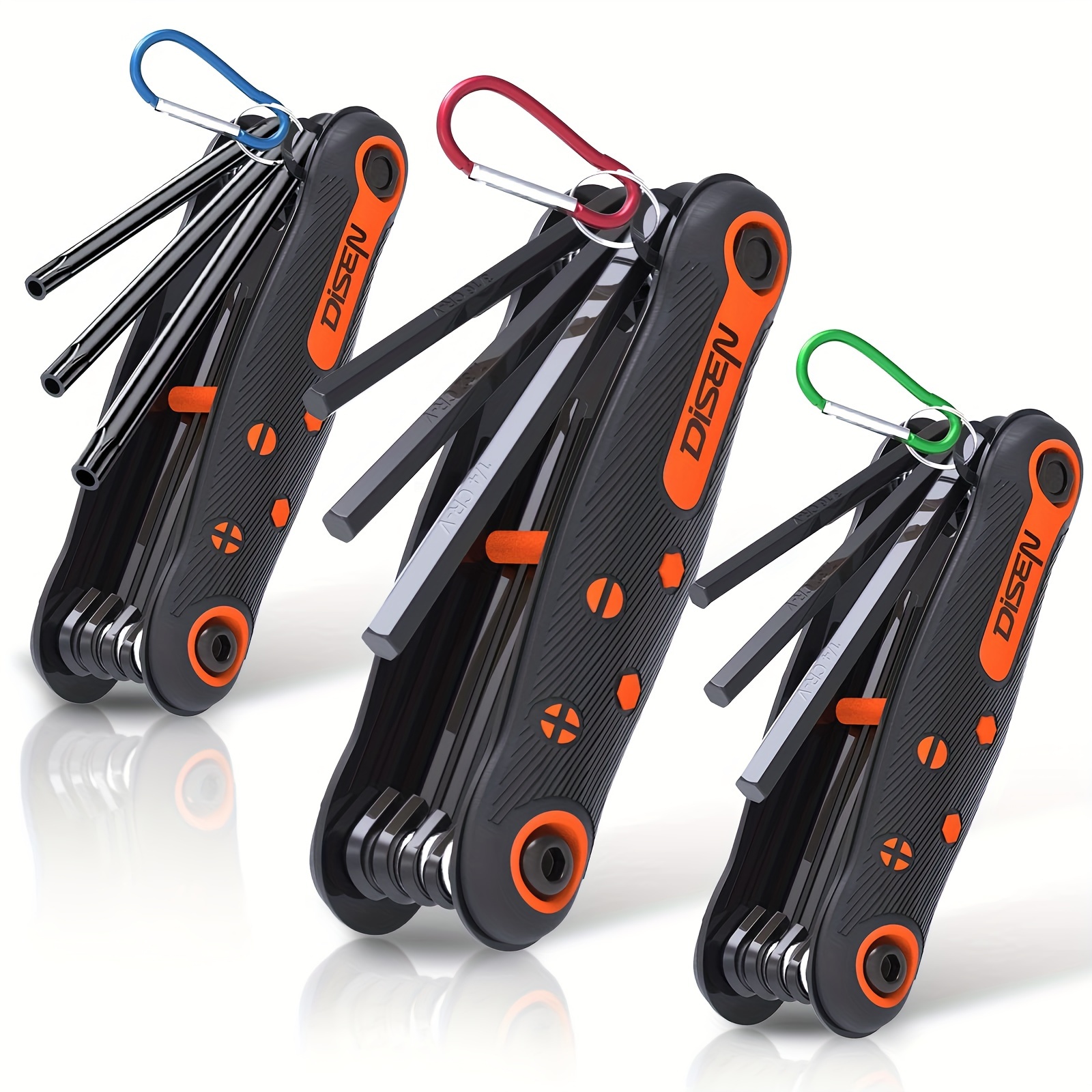 

25pcs Folding Allen Wrench Set, 3 Sets Metric-inch Allen Wrench Set Hex Head Allen Wrench Set, Portable, With Key Hook, Heat Treated Steel Allen Wrench Set, Hand Tool Set