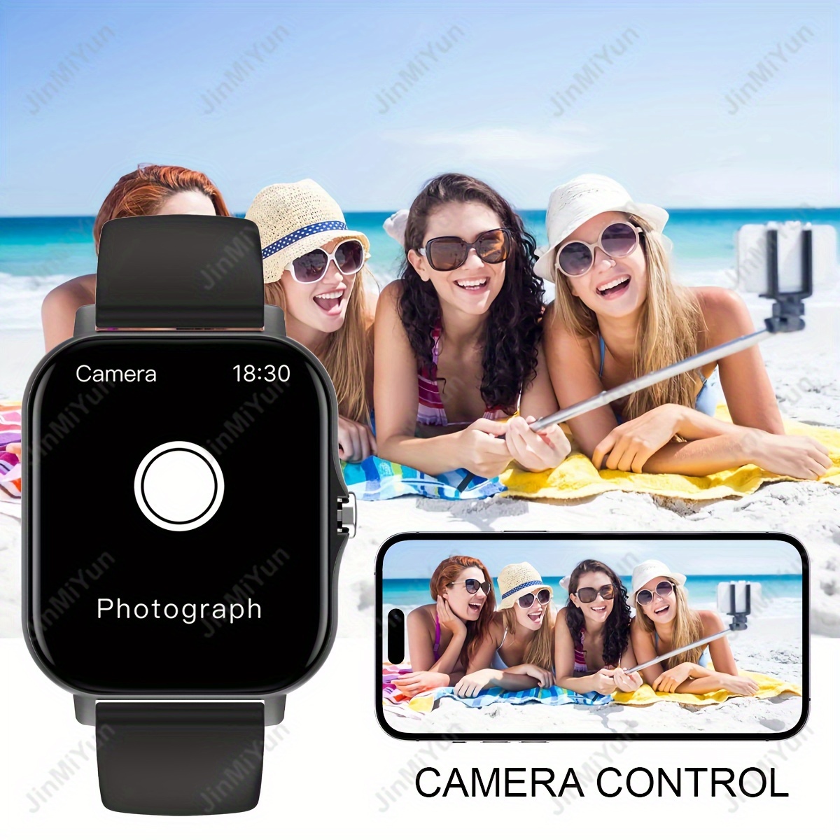 Montre Connectée Sportive Tactile Écran Intégral de 1,83 Pouces pour Hommes et Femmes, Montre Intelligente Extérieure avec Alertes d'Appels/Messages Sans Fil, Modes Sportifs Multiples, Réponse/Composition d'Appels Multifonctionnelle, Photographie à Distance/Lecture de Musique, Journal Sportif et