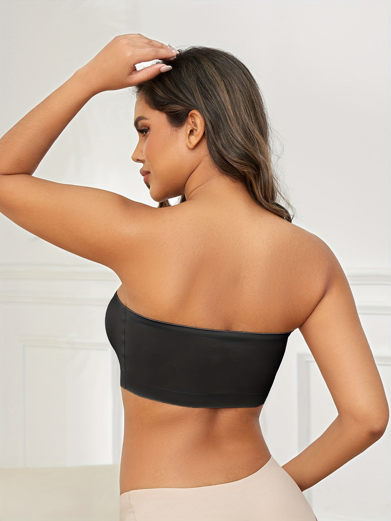 Sexy Strapless Bandeau Bra, Nylon 95% Elastane 5% Knit Fabric, Invisible Comfort, Solid Color, No Padding, Wireless, 170gsm - Adult Size