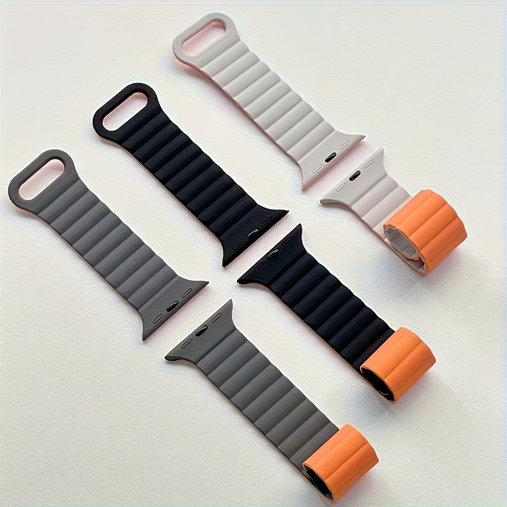 

1pc Silicone Band For Apple Watch 38/41/42/44/45/46/49mm, Compatible With Iwatch -10, Se, Ultra, Tang Clasp, No Battery - Multiple Colors