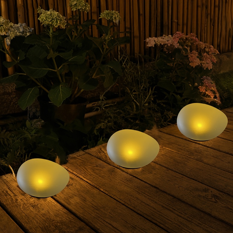 solar pebble lights outdoor garden lighting artificial stone