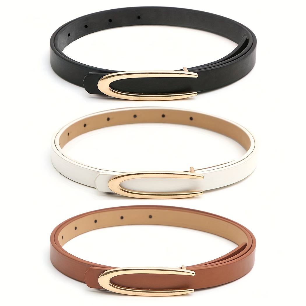 

3pcs Elegant Women's Waist Belt Set, U- Leather Belts For Dresses, Casual Daily To Night Out, Non-textile, Light , Ideal Gift