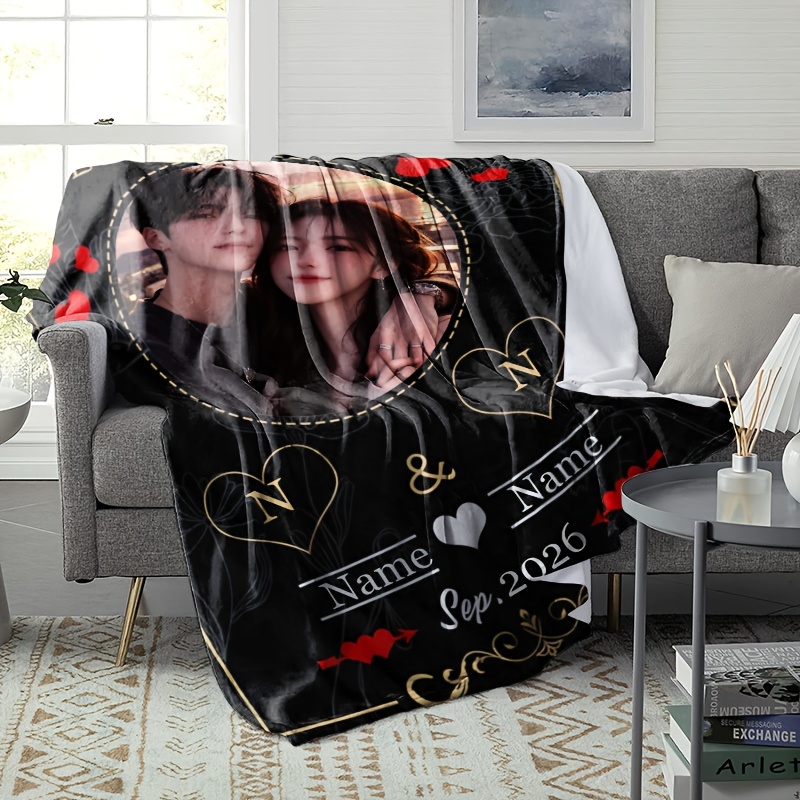 Custom Couple's Commemorative Blanket, Romantic Gift