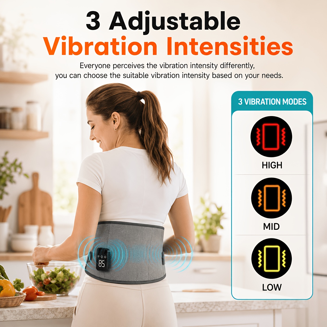 Wearable Lower Back Massager with Wireless Heating Pad