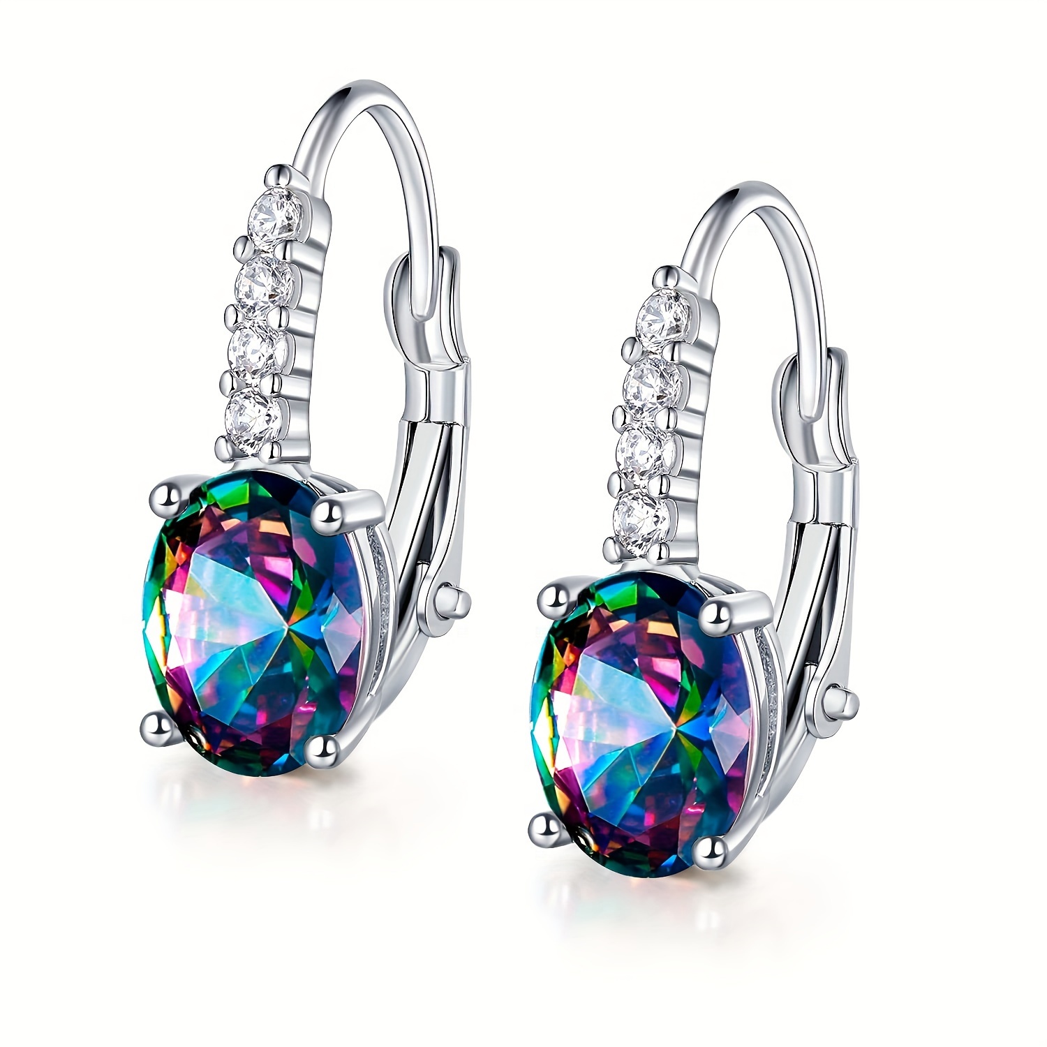 

Women Rainbow Earrings Cz Dangle Earrings Drop Hypoallergenic Jewelry Gift For Her