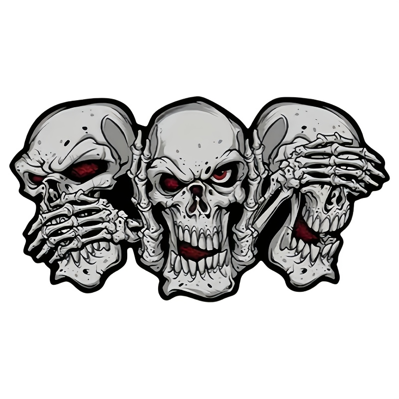 Sticker; "don't Talk, Don't Listen, " Cartoon Skeleton Vinyl Decal