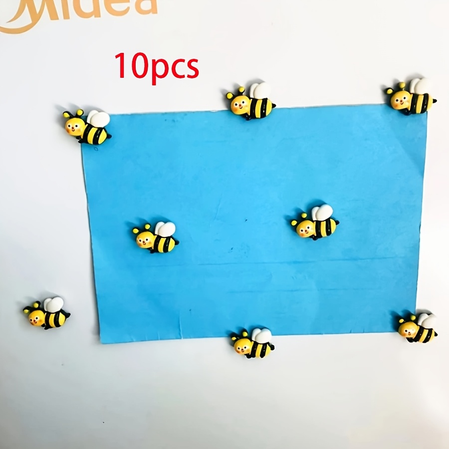 TEMU 10pcs Cartoon Bee Refrigerator Magnets, Decorative Plastic Resin Fridge Magnet Set For Kitchen, Office Whiteboard, Storage Cabinets, And
