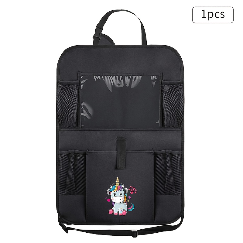 TEMU 1pc Cute Unicorn Car Seat Backrest Storage Bags With Travel Storage Bags Seat Storage Boxes Large Capacity Design Lightweight Durable Fabric