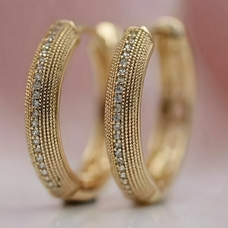 

Elegant Punk-inspired Hoop Earrings With Synthetic Zirconia Stones - Wear And Parties, Suitable For April Birthstones And All