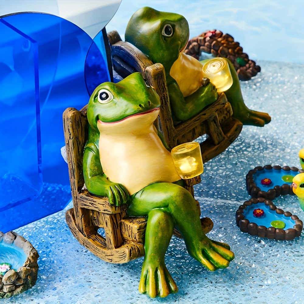 TEMU Halloween Decorations Solar Garden Statues, Miniature Frog Figurine Garden Statue, Outdoor For Patio Yard Balcony Lawn - Unique Housewarming