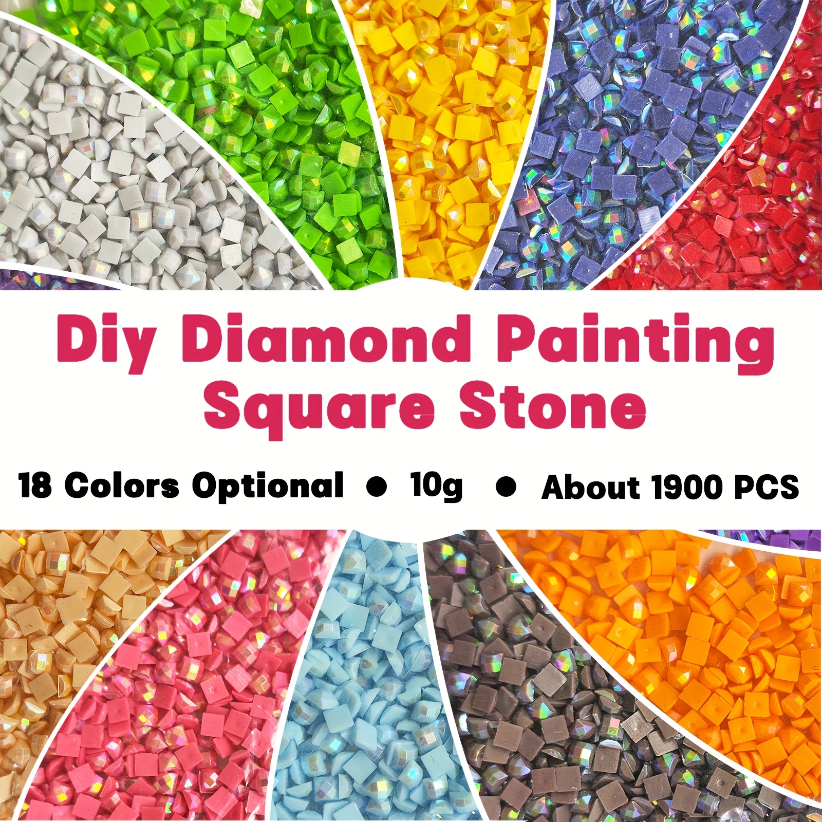 

18 Colors Square Beads 10g Each Color About 1900 Diamonds Painting Square Beads Diamond Painting Diy Crafts And Art Projects Beads 5d Diamond Painting Accessories, Accessories And Tools, Square Beads