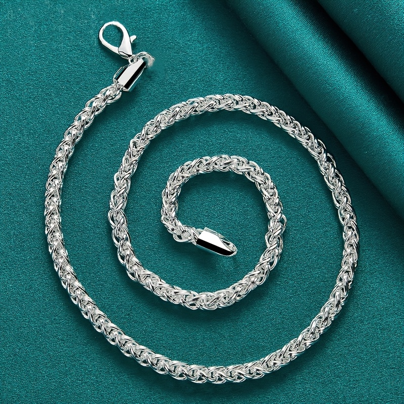 TEMU 1pc 6mm Geometric Twisted Link Ring Chain Necklace Bracelet For Men And Women, Minimalist Fashion Apparel Accessory Gift