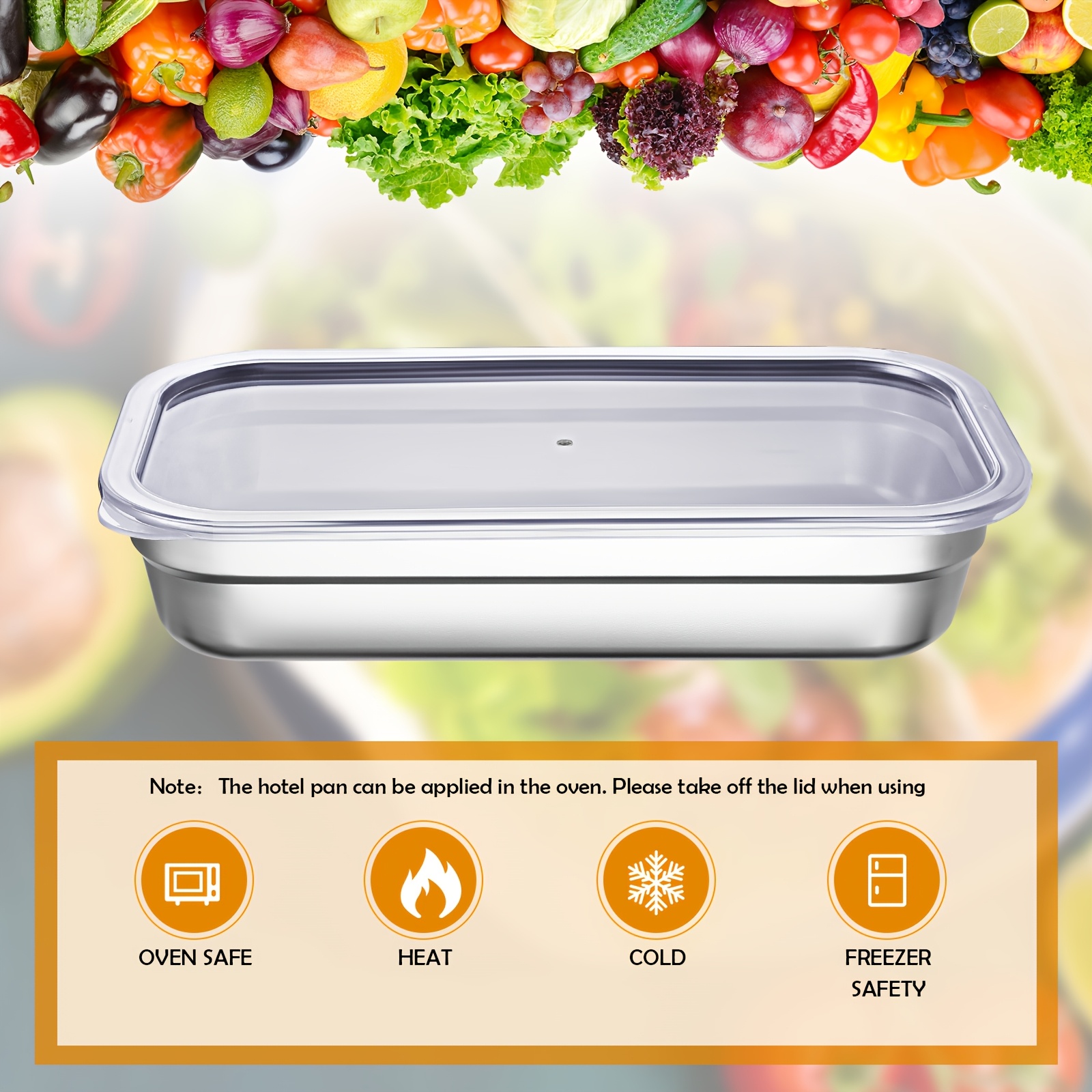 8pcs stainless steel food storage containers with lids 1 3 size hotel pans steam table pan metal meal food containers for restaurant stackable kitchen freezer buffet 2 5 inch deep Product details 3