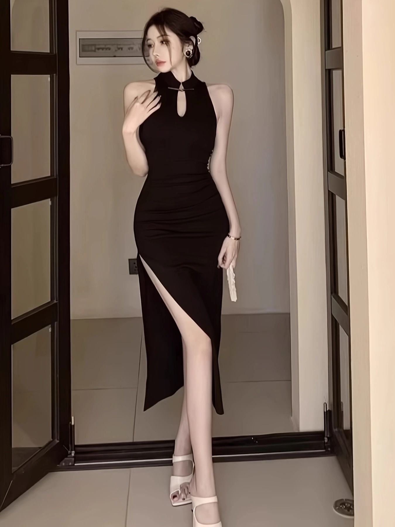 Women's * Chinese Cheongsam Dance Dress - Halter Neck, Elegant Evening  Gala, Party Performance Outfit - Machine Washable Formal Attire, Special  Occasion Wear, Bodycon Silhouette * Material, Fashion ...