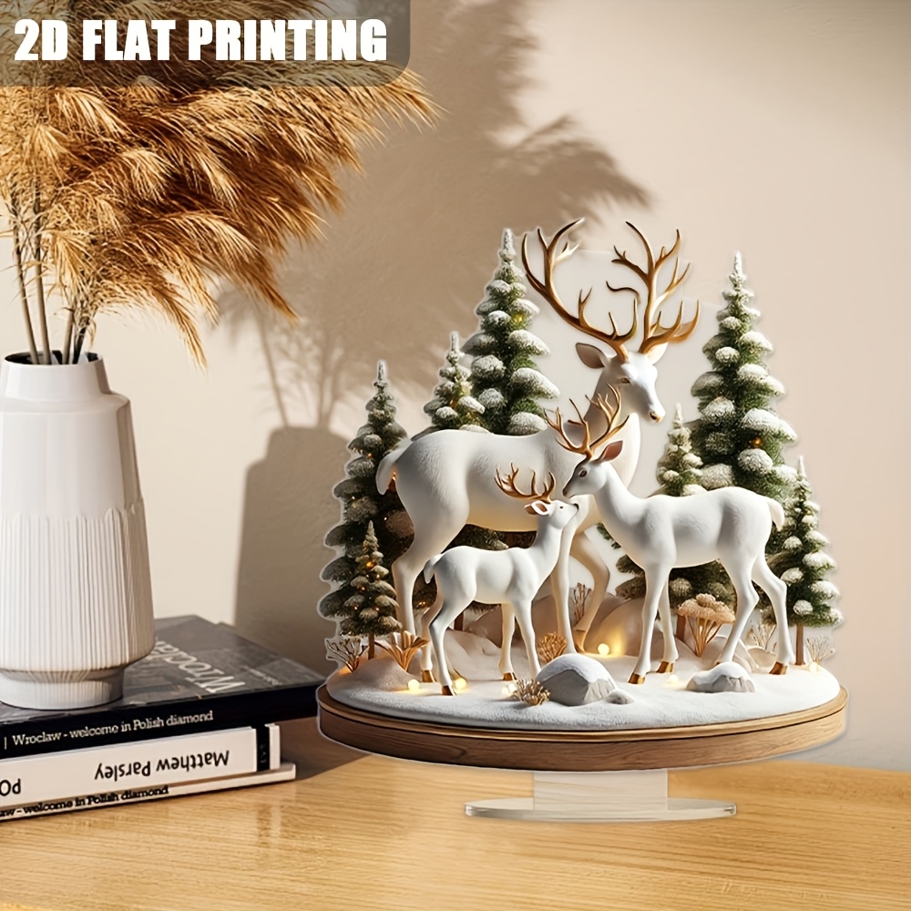 

2d Flat [ Ornament] Acrylic Reindeer In Tabletop Decor, Art , Multipurpose, No Electricity Needed, For Christmas & Holiday Display