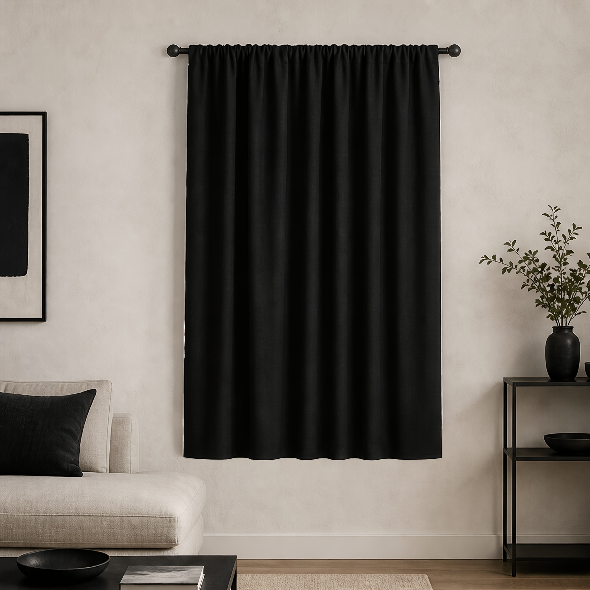 TEMU 1 rideau occultant 100% pour chambre à coucher, en matériau revêtu, à enfiler par la doublure, protection solaire et intimité, style moderne de