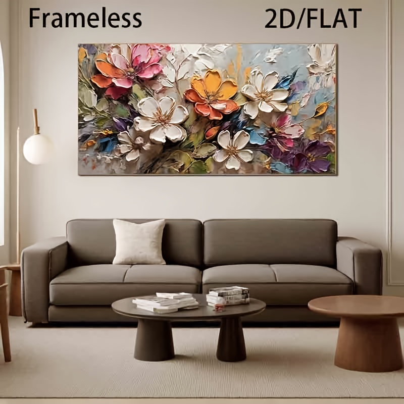 2D/flat 1pc 27.55inch*55.11inch/70cm*140cm Frameless Modern Flower Art Canvas Poster for Bedroom and Living Room Decoration Cuadros No Frame