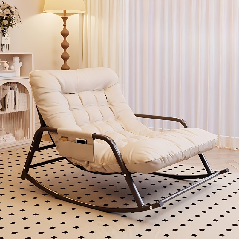 Stylish Rocking Chair for Living Room and Bedroom, Indoor Two-Seater Sofa Recliner with Cushion, Multi-Functional Zero Gravity Recliner for Bedroom, Study, Reading Nook, Bay Window Area, Rocking Chair with Soft Padded Cushion for Plush Comfort +