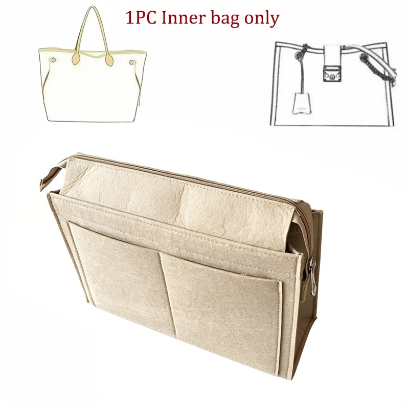 TEMU Felt Fabric Bag Liner, Travel Insert Organizer Pouch, Handbag, Wallet, Large Inner Liner, Portable Small Felt Liner Wallet Organizer Bag Used As